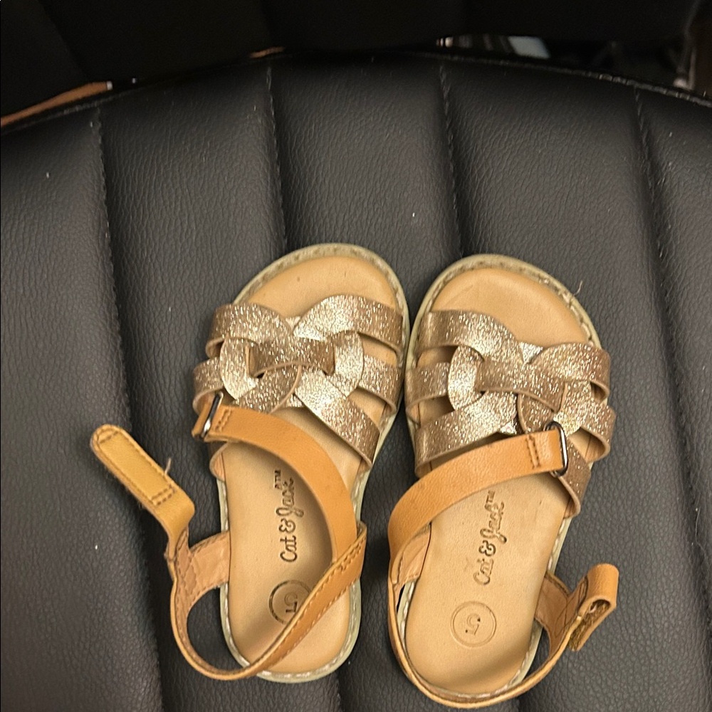 Cat & Jack Glittery Gold and Tan Kids Sandals